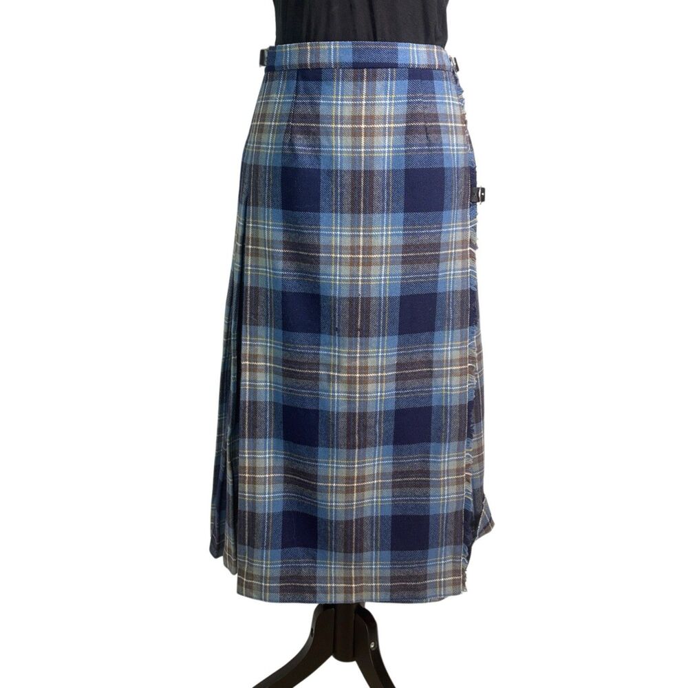 Laird-Portch Of Scotland Women's Kilt Skirt 14 100% New Wool Pleats Blues Midi - Picture 2 of 13